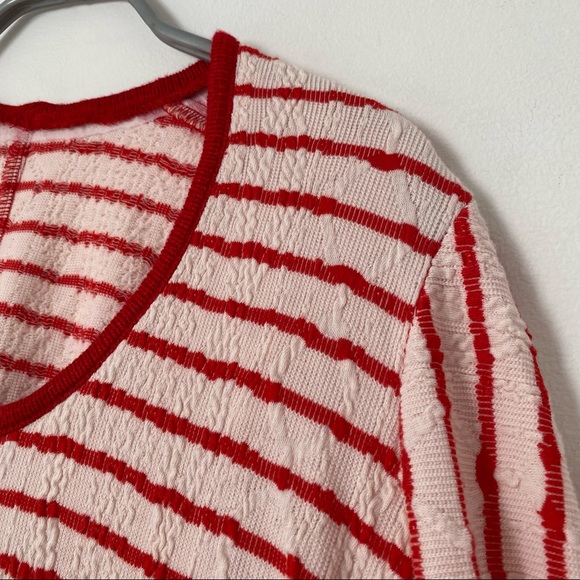 Vintage Y2K Tunic Top Dress Stretch Asymmetrical Hem Striped Zipper Red White M - Picture 2 of 12